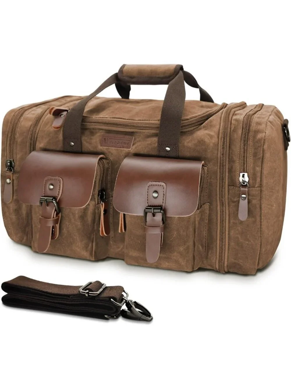 Spacious 50L Waxed Canvas Duffle Bag - Stylish Weekender Overnight Travel Tote